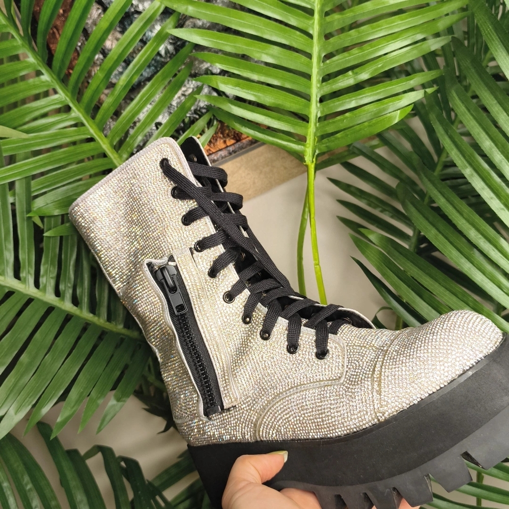 Women's Glitter Combat Boots